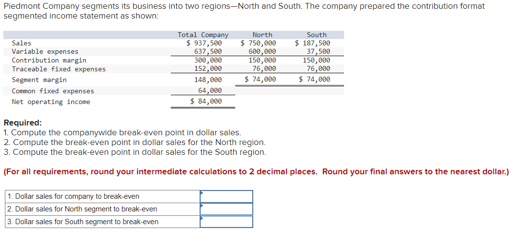 Solved Piedmont Company segments its business into two | Chegg.com