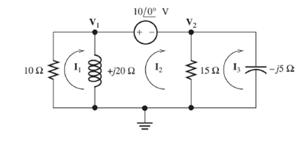 Solved Determine the phasors V1 and V2 in the circuit of | Chegg.com