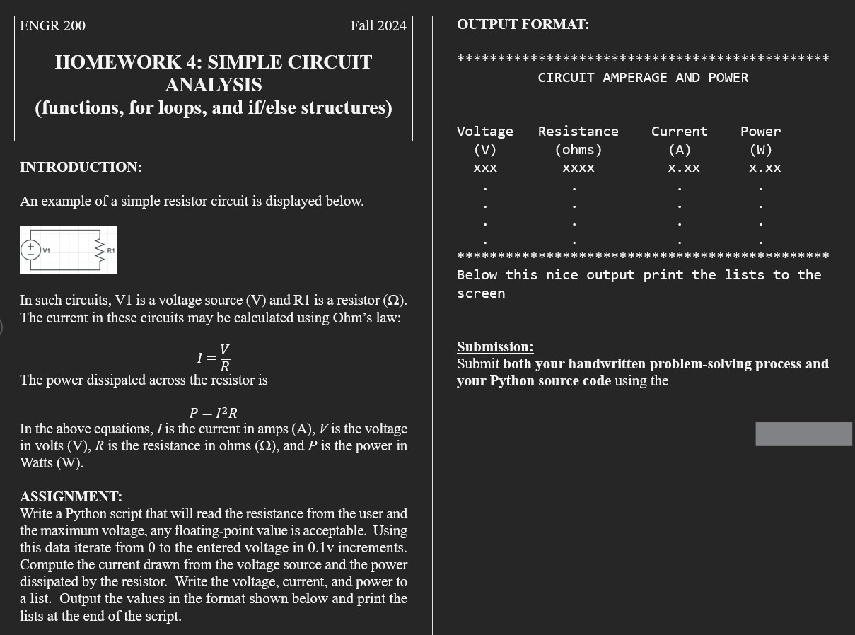 Solved Write a Python script that will read the resistance