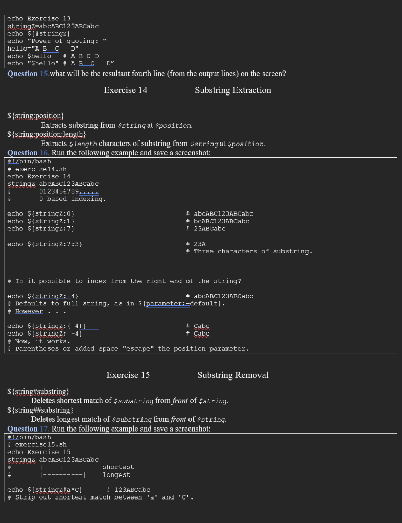 Solved Bash Programming Exercises 1-16 Requirements (108 | Chegg.com