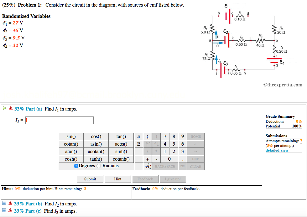 Solved (25%) Problem 1: Consider the circuit in the diagram, | Chegg.com