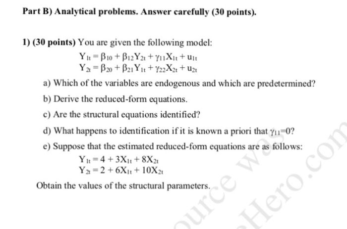 Solved Part B) Analytical Problems. Answer Carefully (30 | Chegg.com