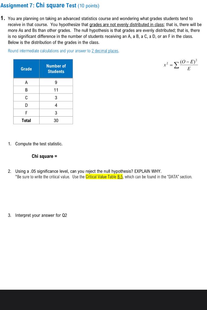 Solved Assignment 7: Chi square Test (10 points) 1. You are | Chegg.com