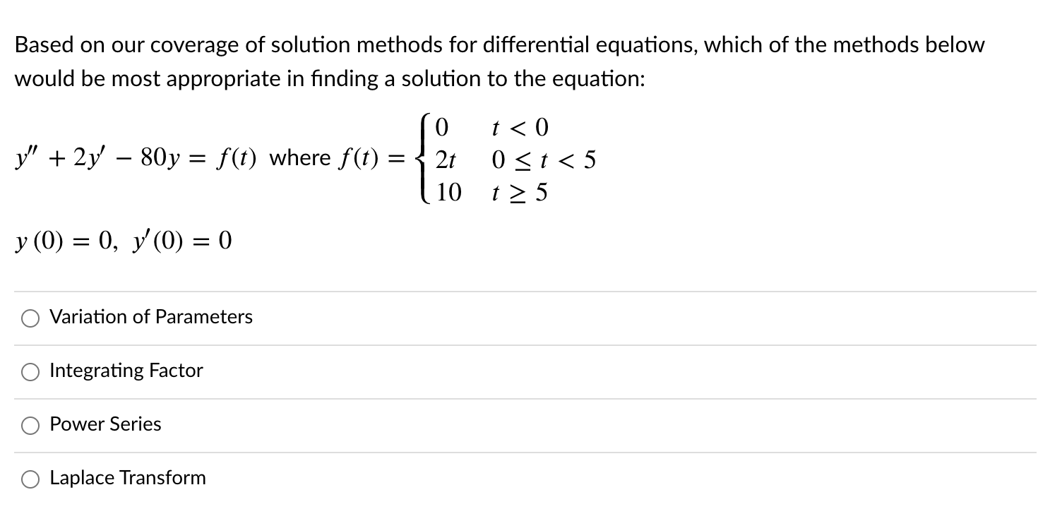 Solved Based on our coverage of solution methods for | Chegg.com