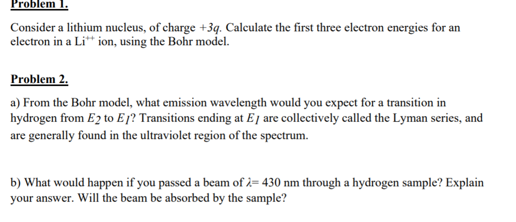 Solved Problem 1. Consider A Lithium Nucleus, Of Charge +3q. | Chegg.com