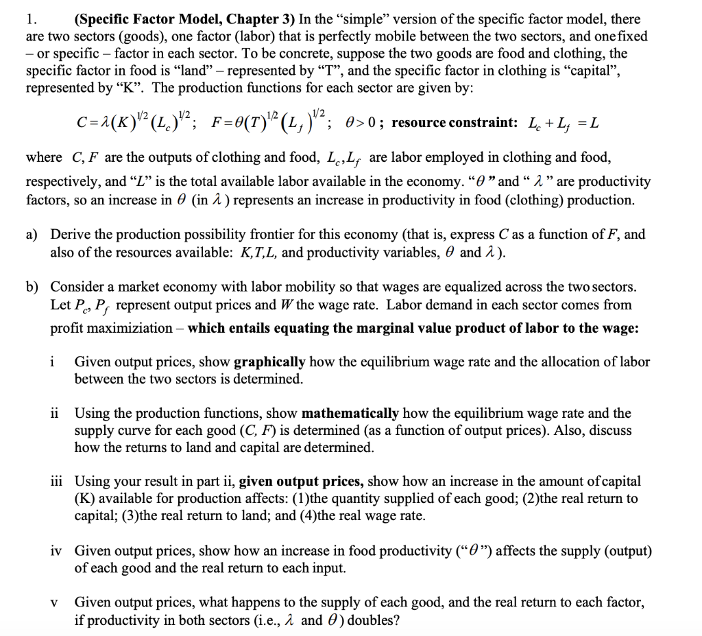 1 Specific Factor Model Chapter 3 In The Simp Chegg Com