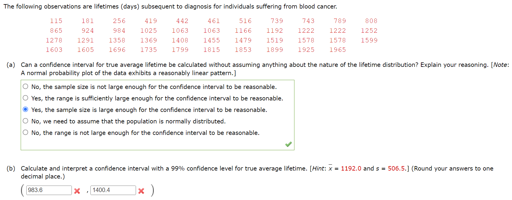 Solved (b) Calculate And Interpret A Confidence Interval | Chegg.com