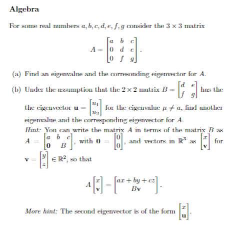 Solved Algebra For Some Real Numbers A B C D E F G Con Chegg Com