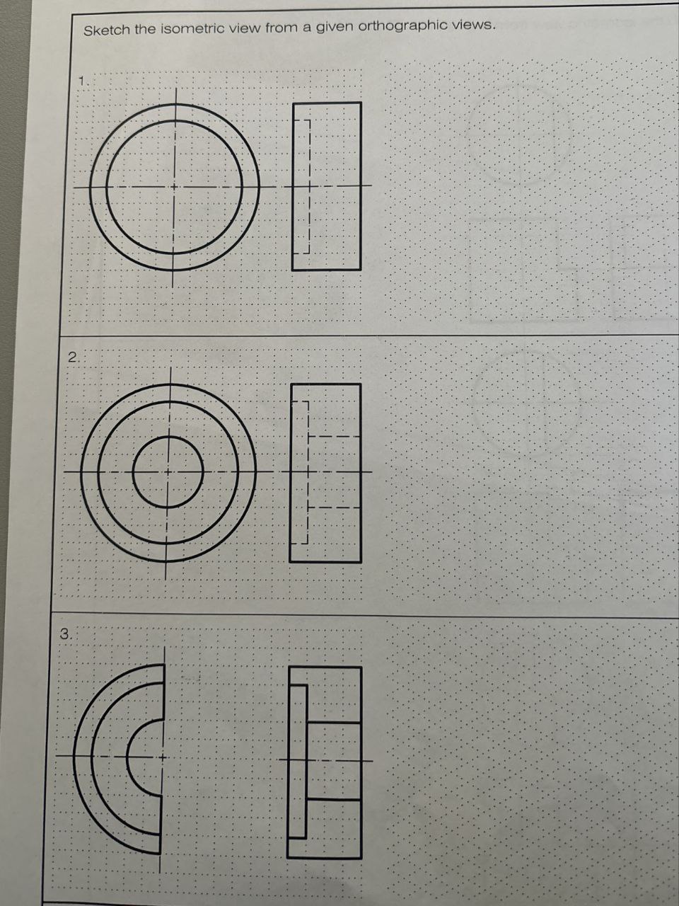 Solved Sketch the isometric view from a given orthographic | Chegg.com