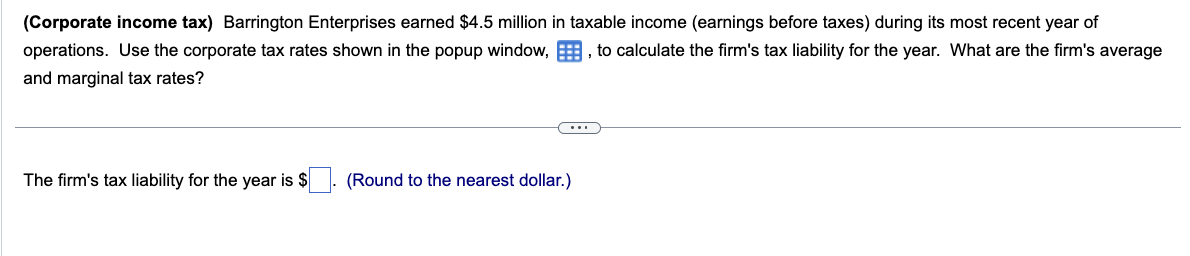 Solved (corporate Income Tax) Barrington Enterprises Earned 