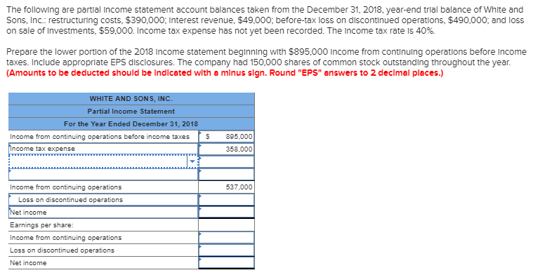 Solved The Following Are Partial Income Statement Account 8253