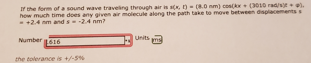 Solved If the form of a sound wave traveling through air is | Chegg.com