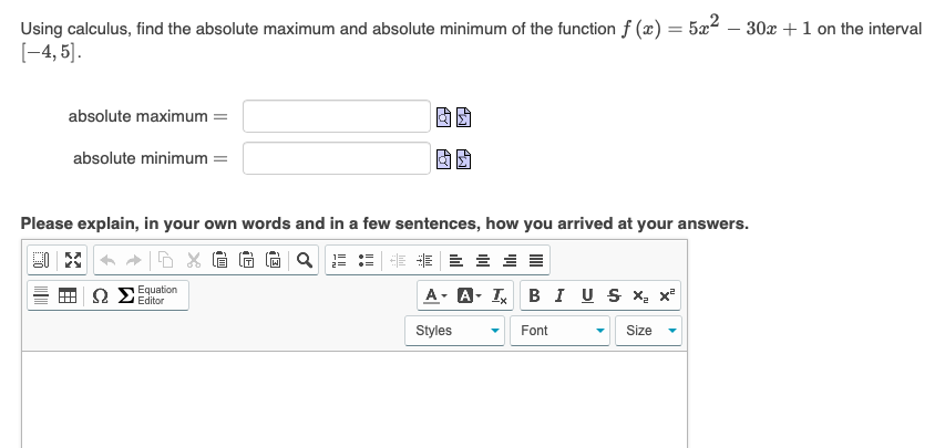 Solved Using calculus, find the absolute maximum and | Chegg.com