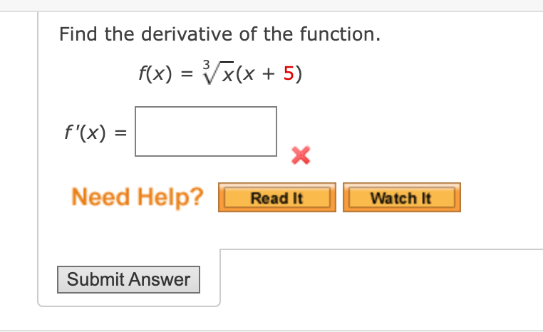 find the derivative of f(x)=5x 3