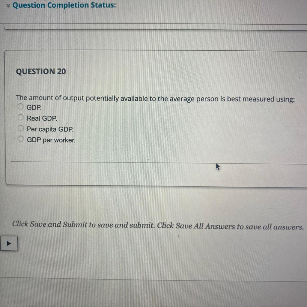 Solved Question Completion Status: QUESTION 20 The amount of | Chegg.com