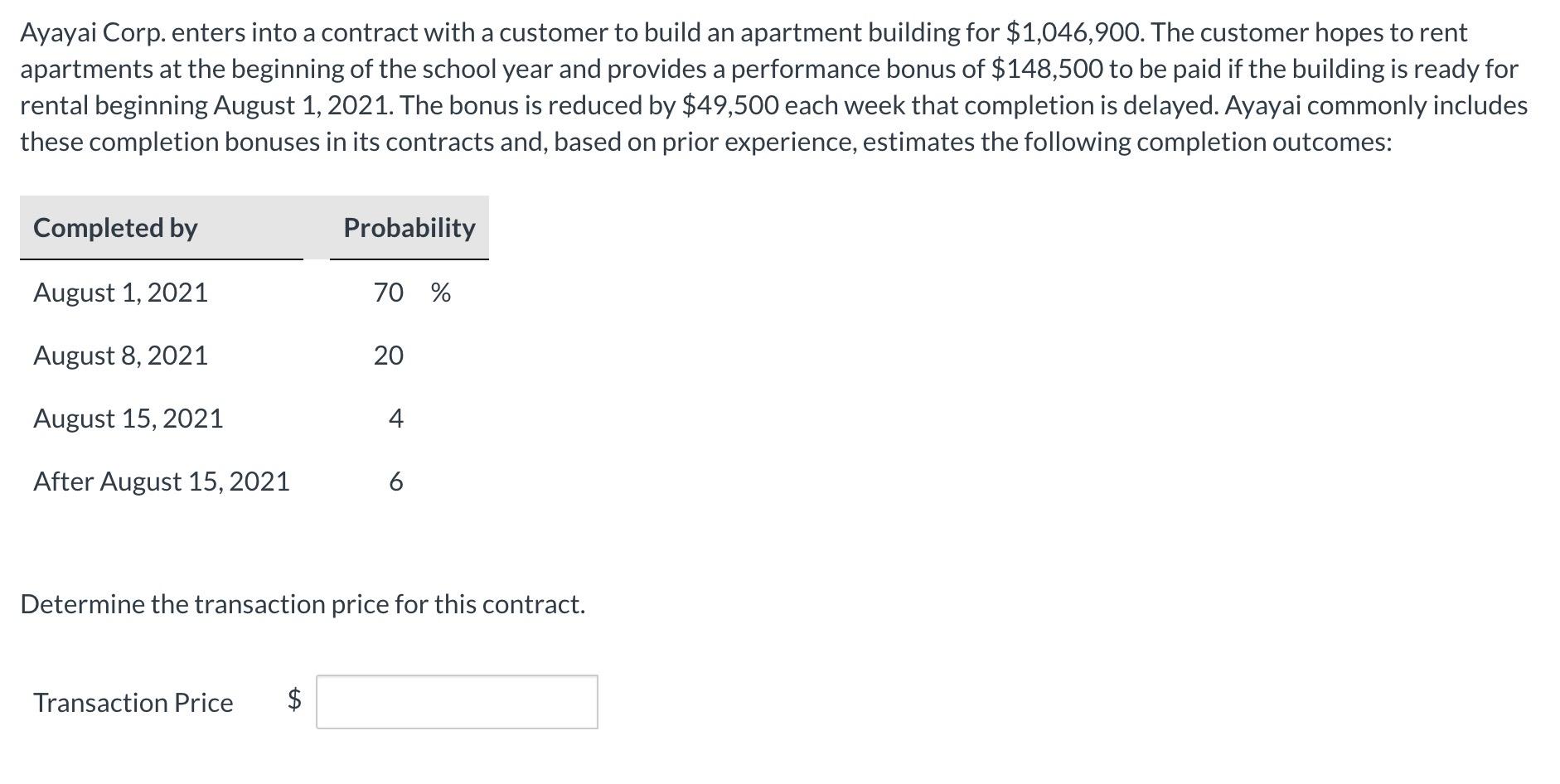 Solved Ayayai Corp. enters into a contract with a customer