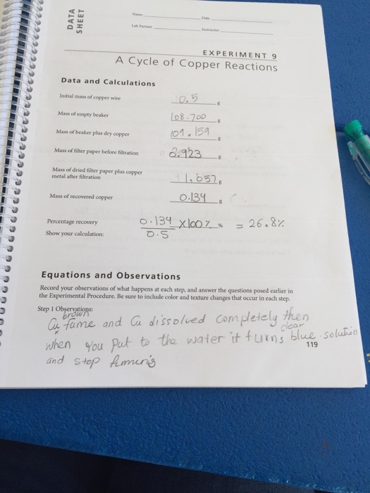 Solved It Is A Bout A Cycle Of Copper Reaction Lab | Chegg.com