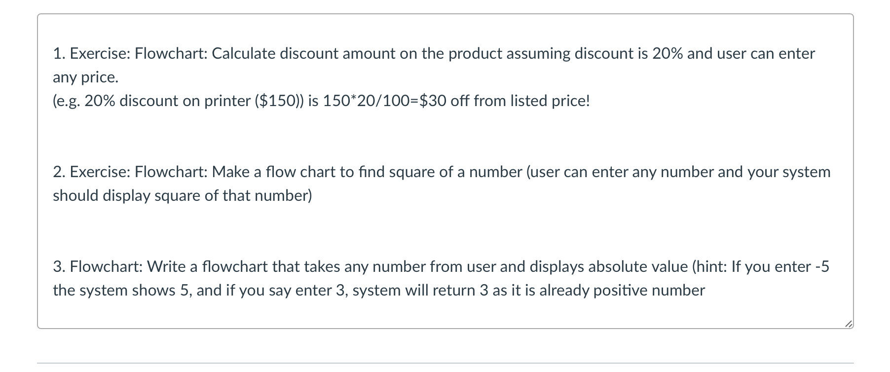 Solved 1 Exercise Flowchart Calculate Discount Amount On Chegg Solved 1 Exercise Flowchart Calculate Discount Amount On Chegg