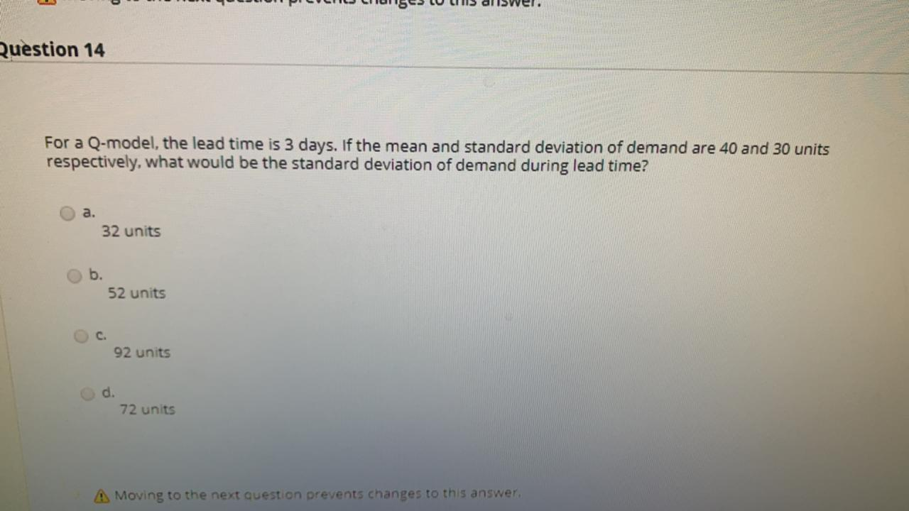 Solved Question 14 For A Q Model The Lead Time Is 3 Days Chegg Com