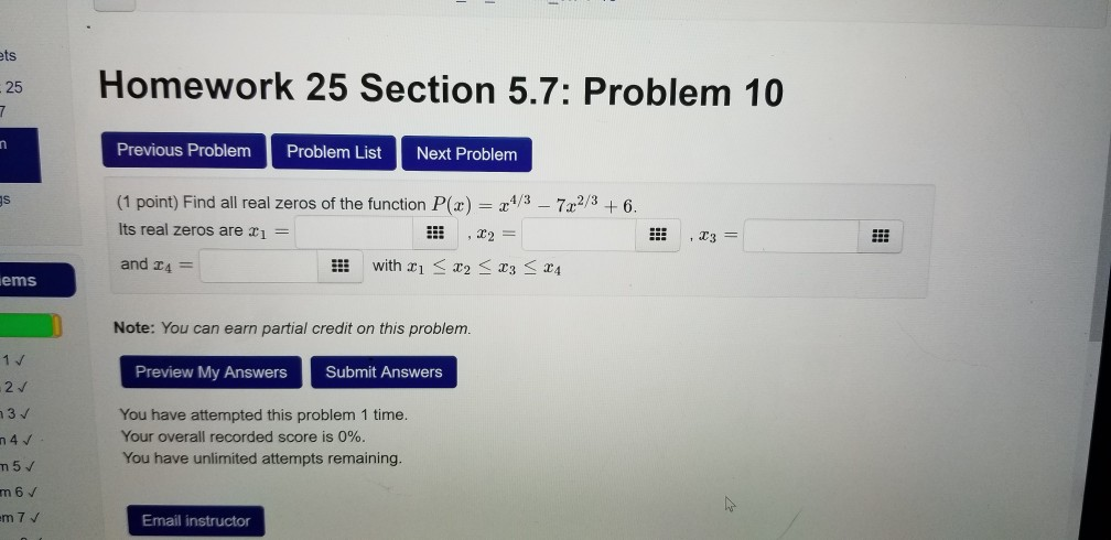 Solved 25 Homework 25 Section 5.7: Problem 10 Previous | Chegg.com