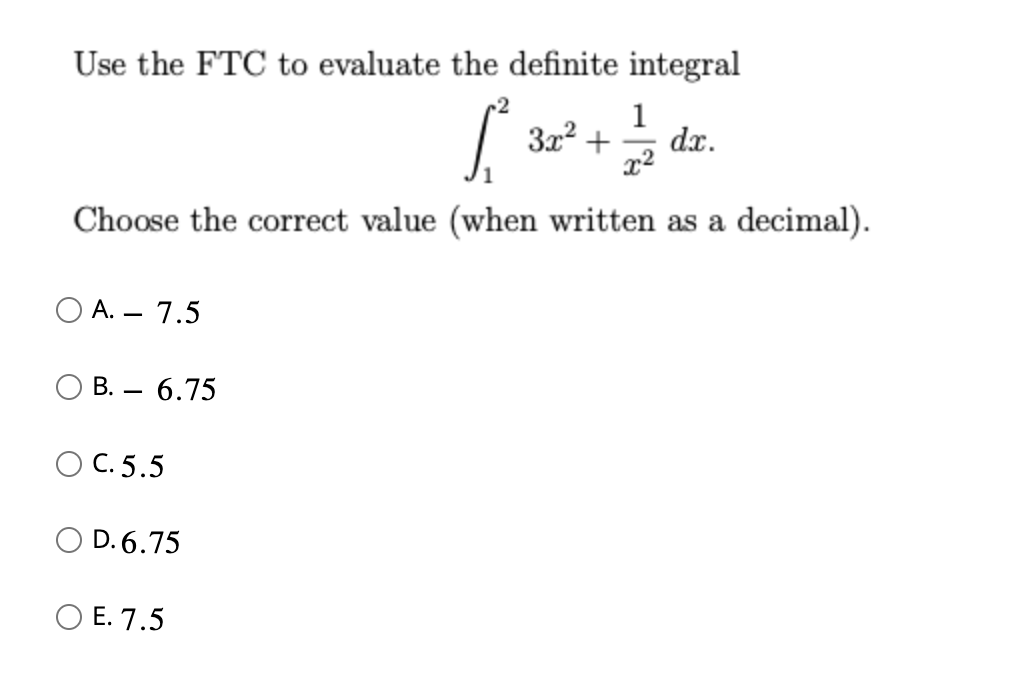 Solved Use the FTC to evaluate the definite | Chegg.com