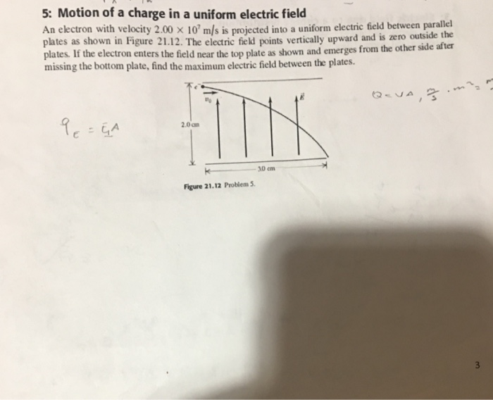 Solved 5: Motion of a charge in a uniform electric field An | Chegg.com