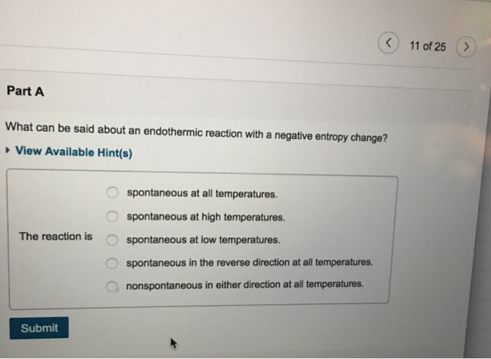 Solved 11 of 25 Part A What can be said about an endothermic