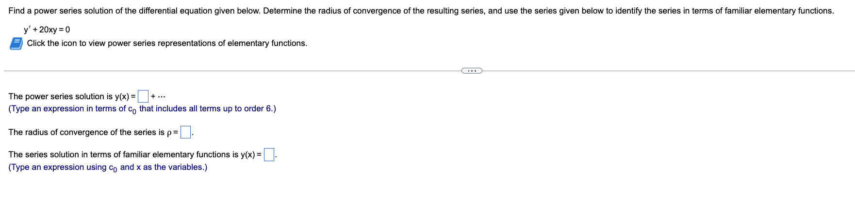 Solved Find a power series solution of the differential | Chegg.com