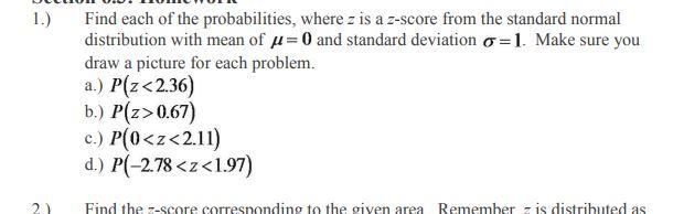 Solved Find each of the probabilities, where z is a z-score | Chegg.com