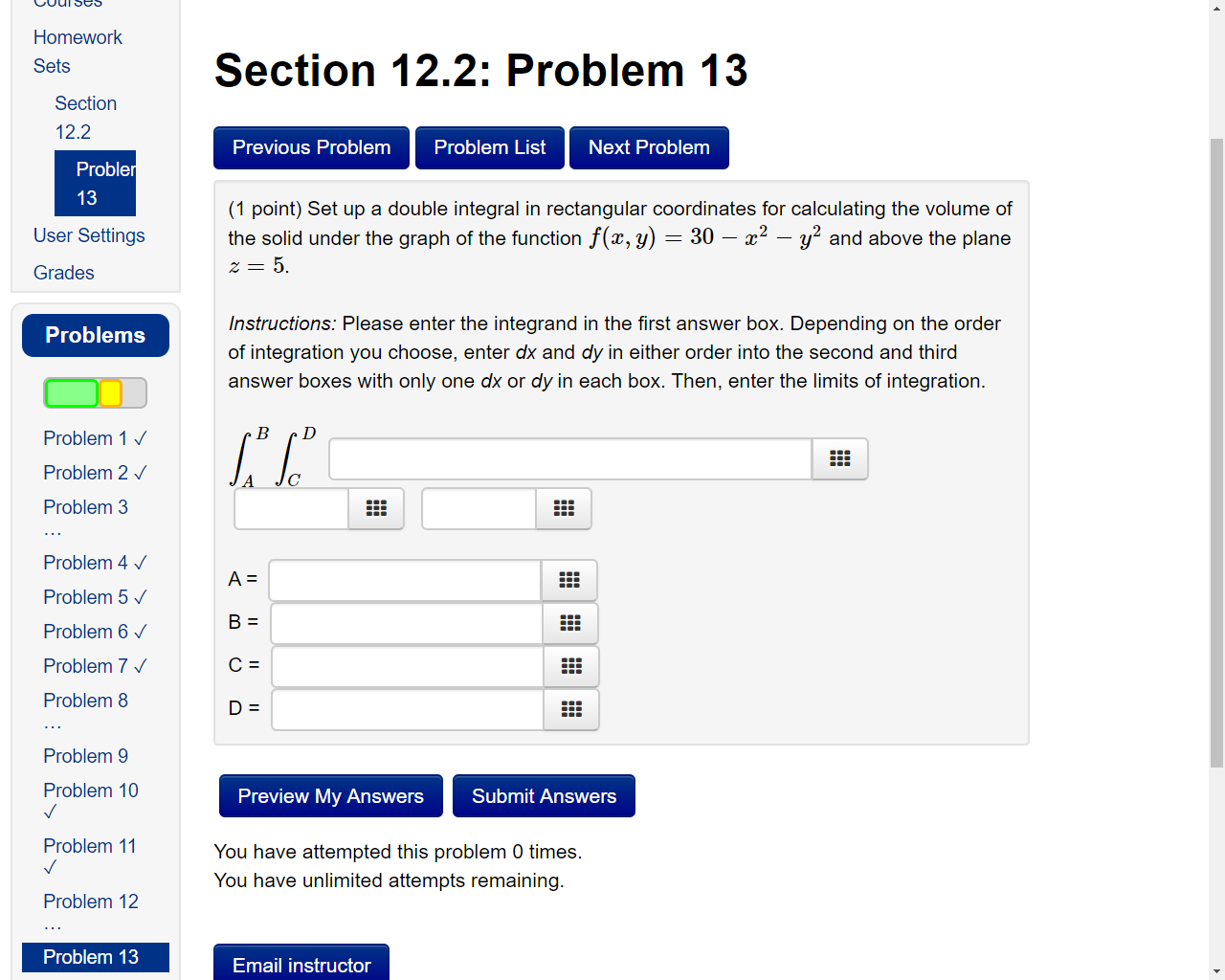 Solved Homework Section 12.2: Problem 13 Sets Section 12.2 | Chegg.com