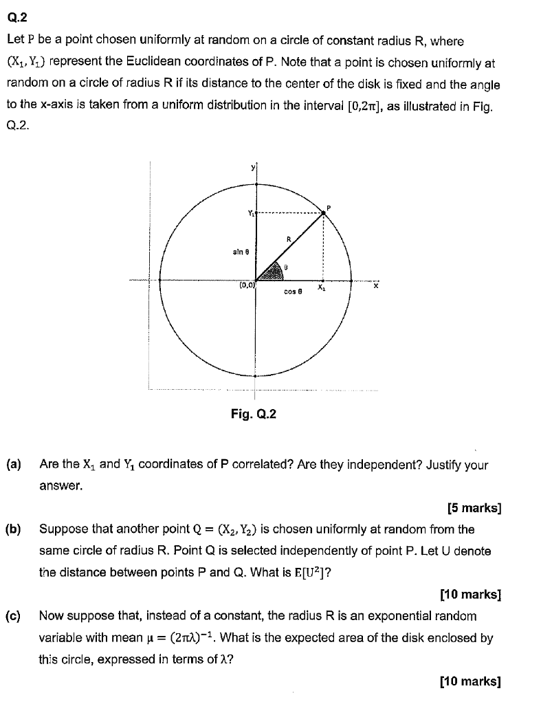 Solved Q.2 Let P be a point chosen uniformly at random on a | Chegg.com