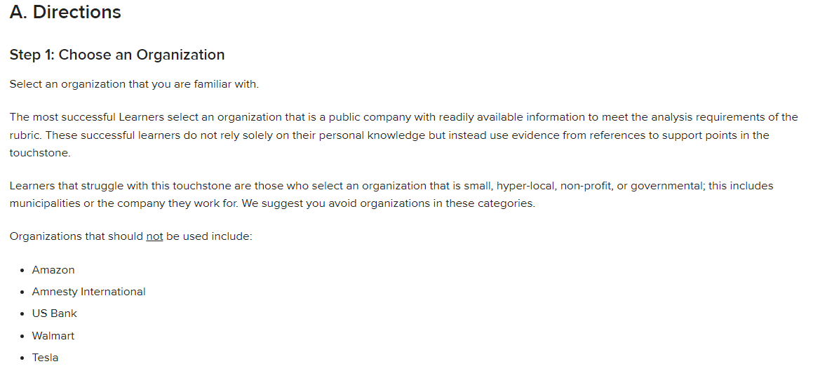 Solved SCENARIO: Select an organization you are familiar | Chegg.com