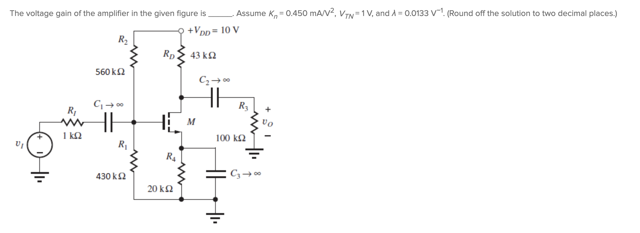 Solved The voltage gain of the amplifier in the given figure | Chegg.com