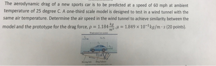 Solved The aerodynamic drag of a new sports car is to be | Chegg.com