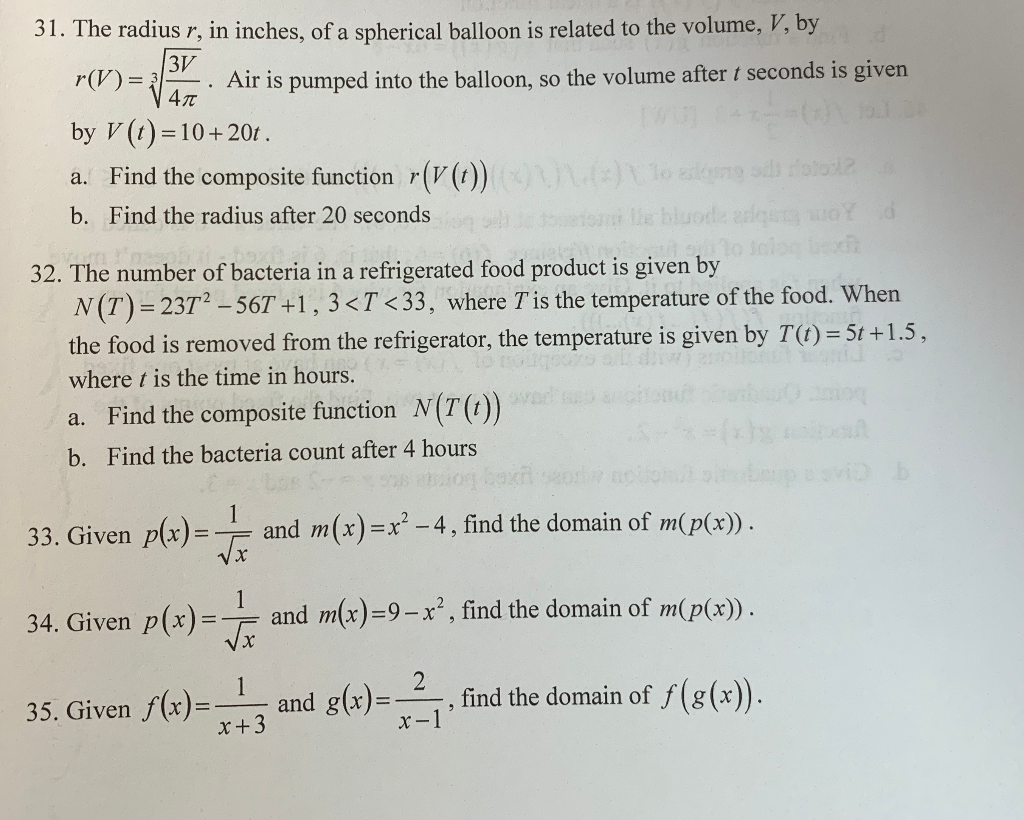 Solved 31 The Radius R In Inches Of A Spherical Balloo Chegg Com