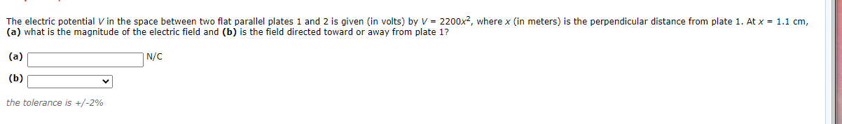 Solved The electric potential V in the space between two | Chegg.com