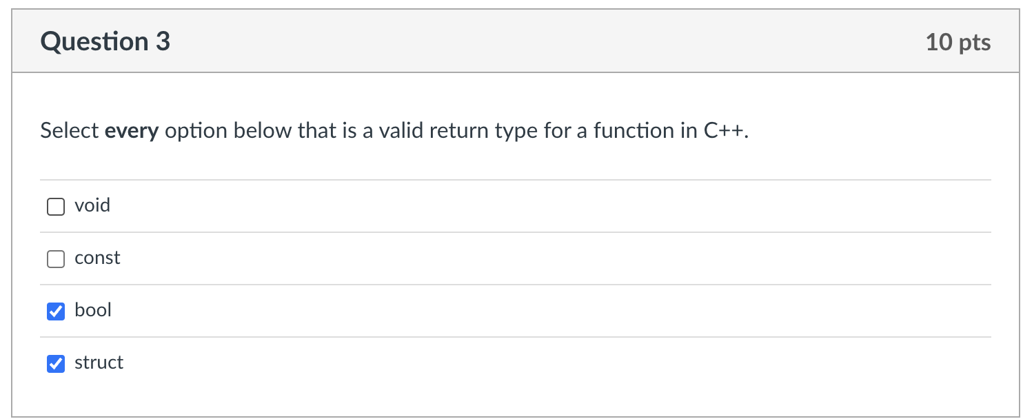 Solved Select every option below that is a valid return type | Chegg.com