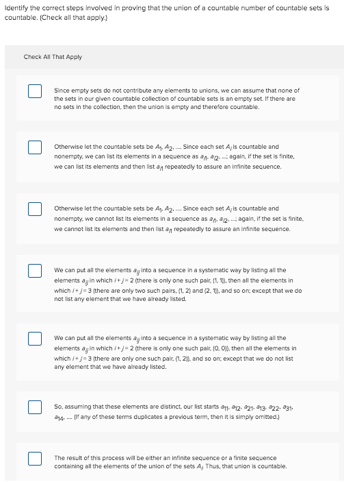 Solved Identify the correct steps involved in proving | Chegg.com