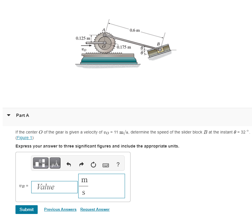 Solved If The Center O Of The Gear Is Given A Velocity Of | Chegg.com