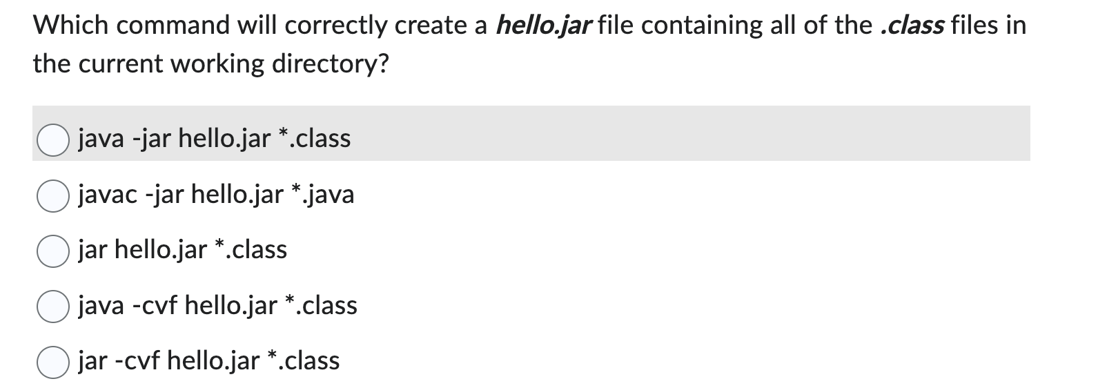 Solved Which command will correctly create a hello.jar file