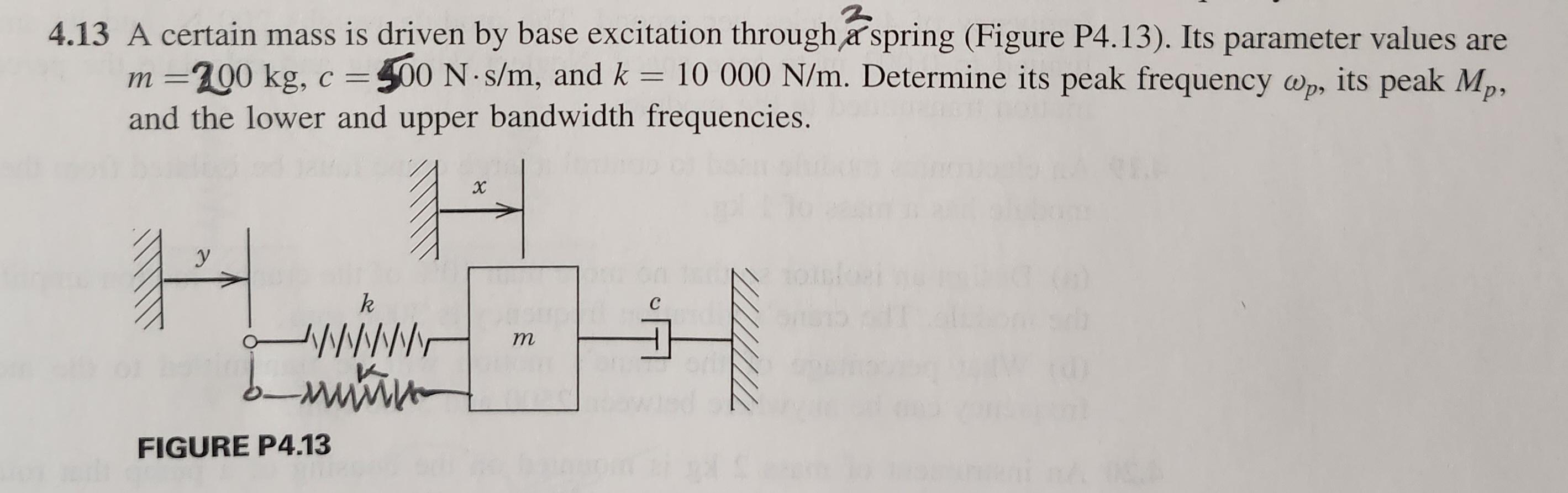 Solved 4.13 A certain mass is driven by base excitation | Chegg.com