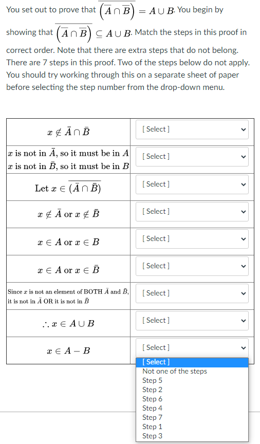 Solved You Set Out To Prove That (An B) = A U B. You Begin | Chegg.com