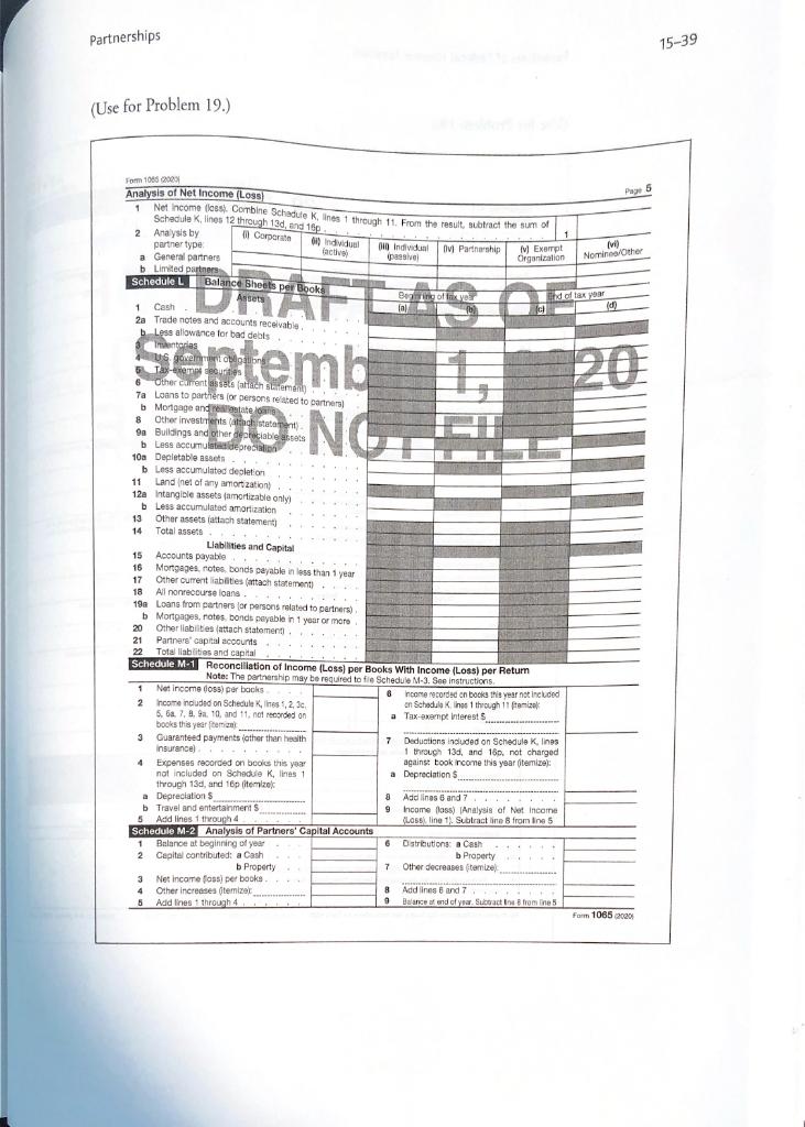 Textbook Question 19. Form 1065 - Everything you need | Chegg.com