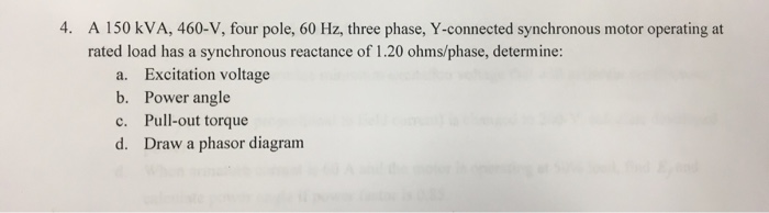 Solved 4. A 150 kVA, 460-V, four pole, 60 Hz, three phase, | Chegg.com