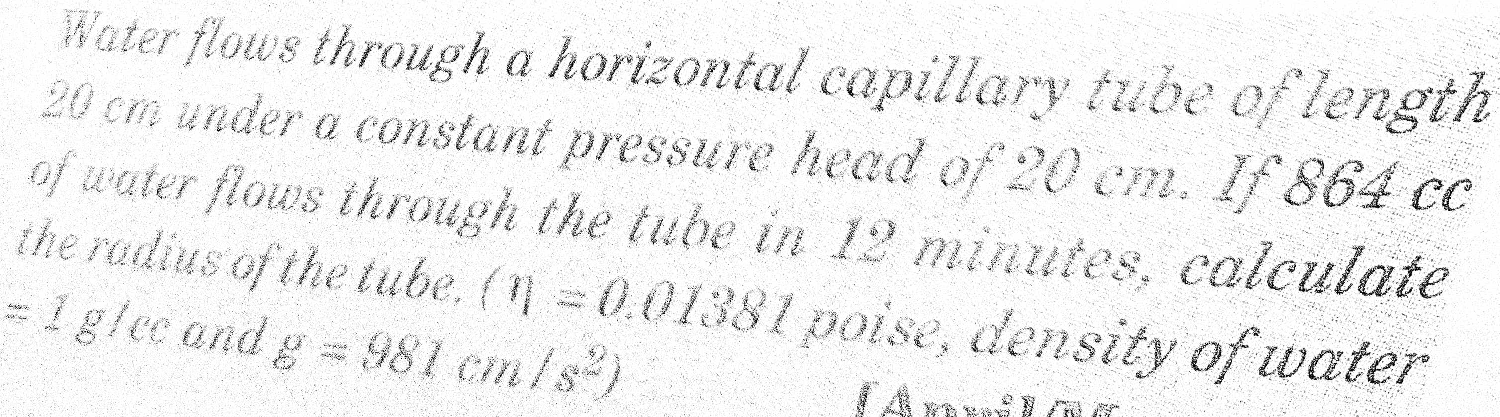 solved-water-flows-through-a-horizontal-capillary-tube-of-chegg