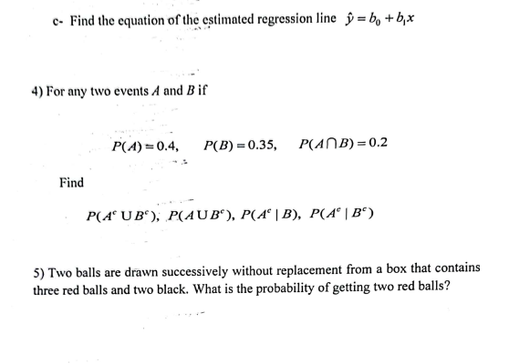 Solved c- Find the equation of the estimated regression line | Chegg.com