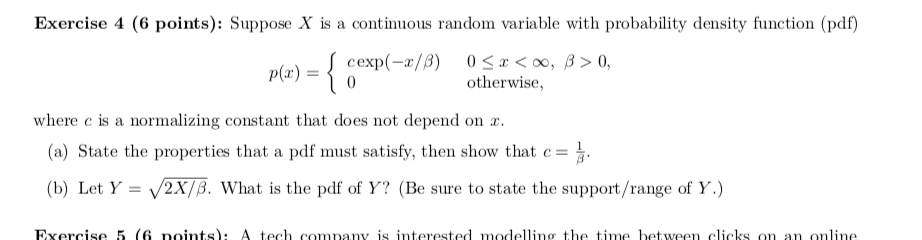 Solved Exercise 4 (6 points): Suppose X is a continuous | Chegg.com