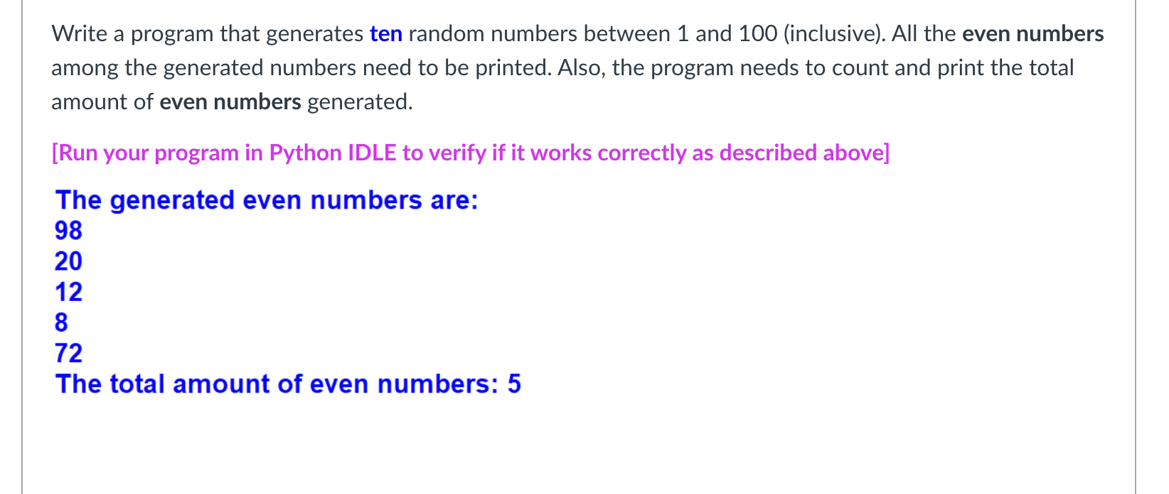 Solved Write a program that generates ten random numbers | Chegg.com