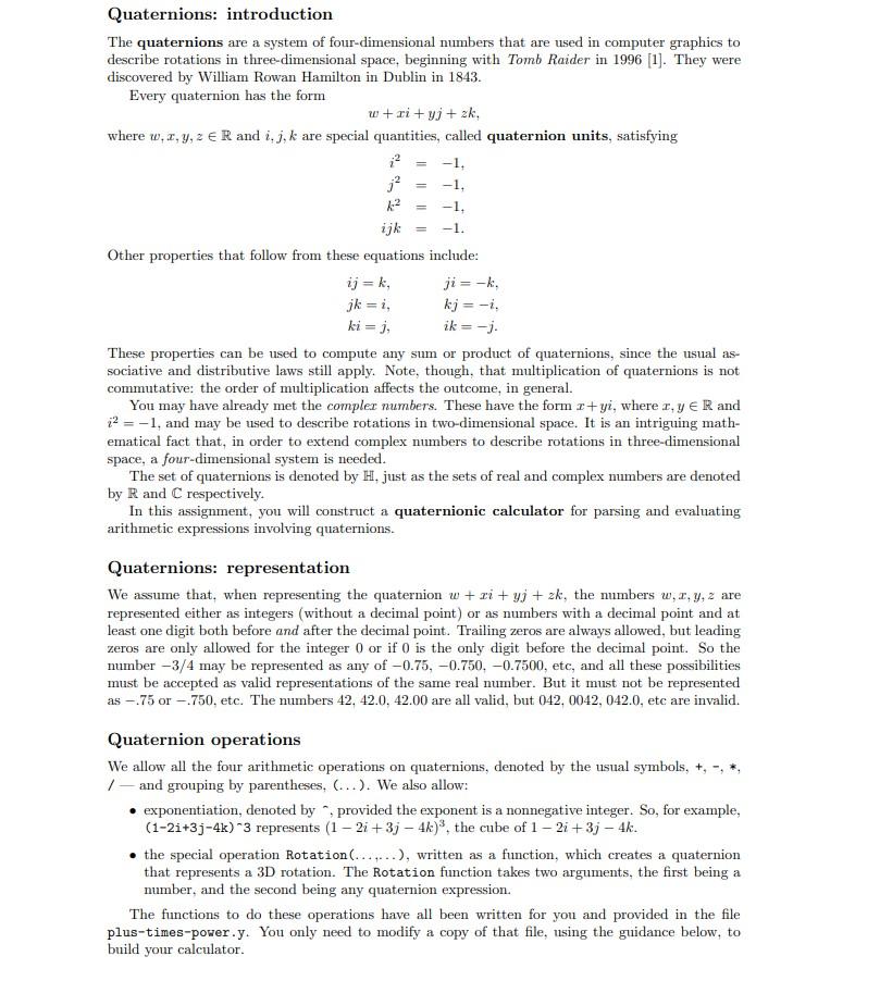 Please solve the following question about Quaternions | Chegg.com
