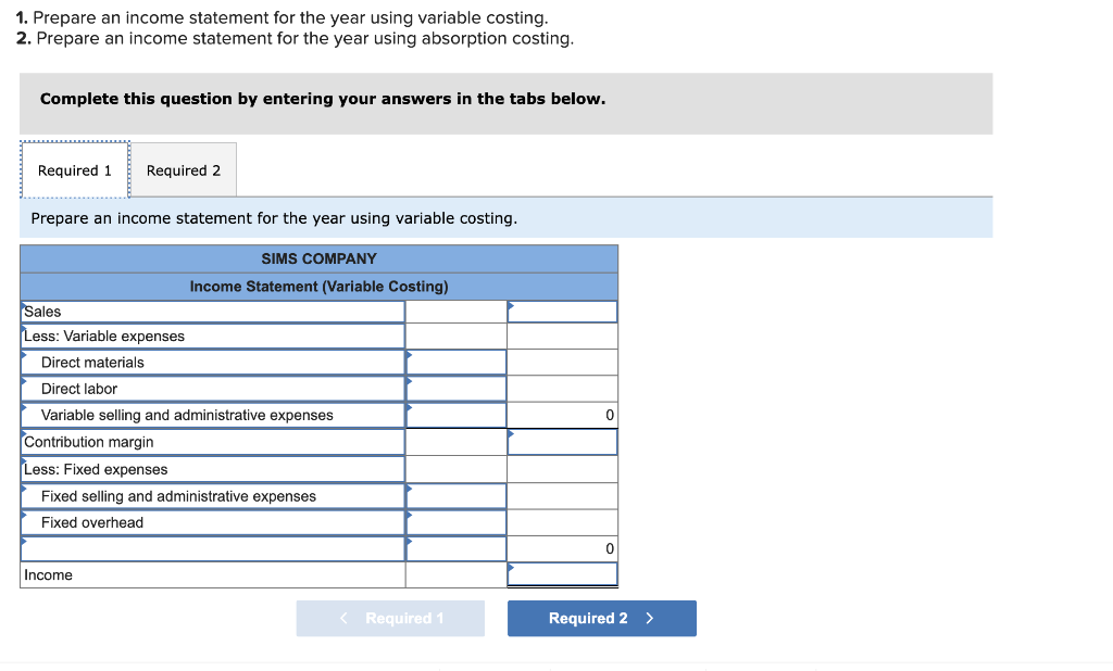 Solved 1. Prepare an income statement for the year using | Chegg.com